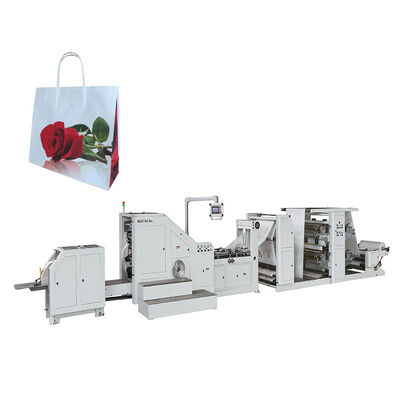Machine de fabrication de sacs en papier à commande PLC avec unité d'impression flexographique en option Vitesse de production 30 à 80 sacs par minute
