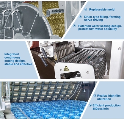 Détergent soluble dans l'eau automatique de lavage de film de la machine de conditionnement de capsule de poche PVA